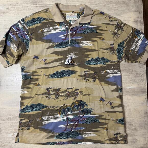 Vintage Made in USA Island Fever Hawaii Polo Shirt Size Large - Picture 1 of 8